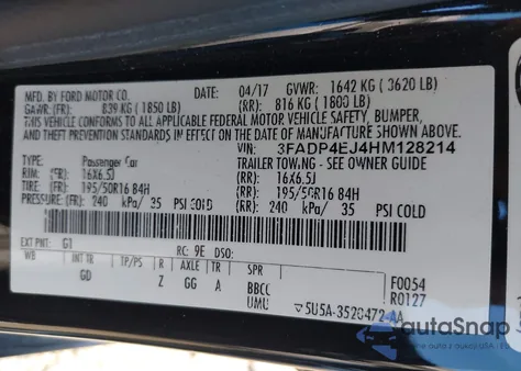 2017 Ford Fiesta Se from USA, damaged, VIN 3FADP4EJ4HM128214